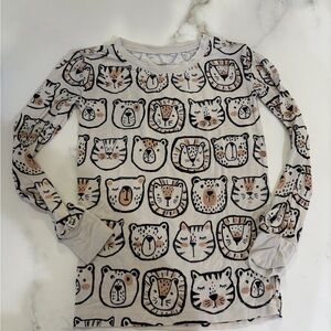 Little Sleepies Cream Long-Sleeve Tee with Animal Faces